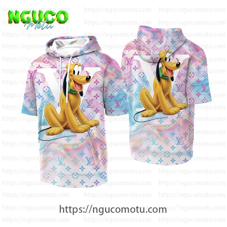 Louis vuitton and disney pluto hooded short sleeve t-shirt gift uninque for kid man women